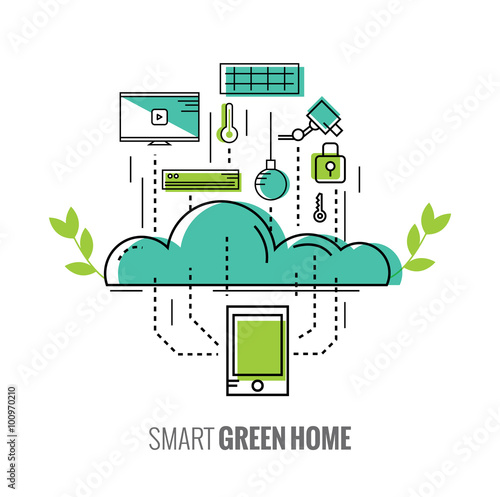 Smart phone control the home. Saving Energy. Smart green home.