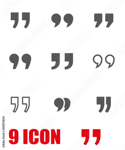 Vector grey quote icon set. Quote Icon Object, Quote Icon Picture, Quote Icon Image - stock vector
