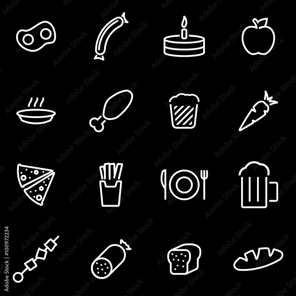 Vector line food icon set. Food Icon Object, Food Icon Picture, Food Icon Image - stock vector Vector line food icon set. Food Icon Object, Food Icon Picture, Food Icon Image - stock vector