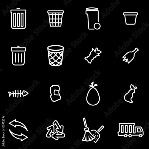 Vector line garbage icon set. Garbage Icon Object, Garbage Icon Picture, Garbage Icon Image - stock vector