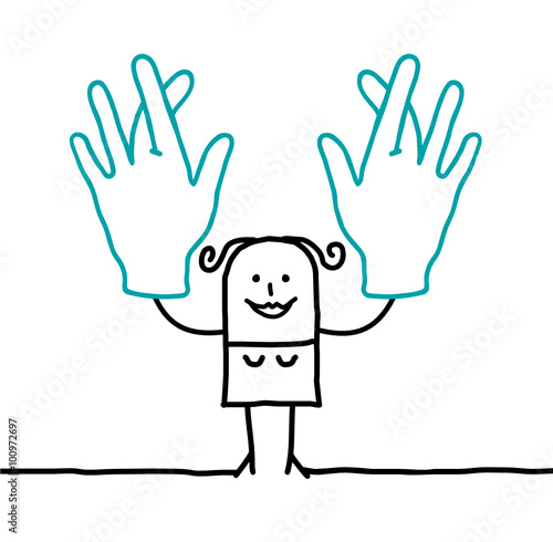 cartoon woman crossing her fingers