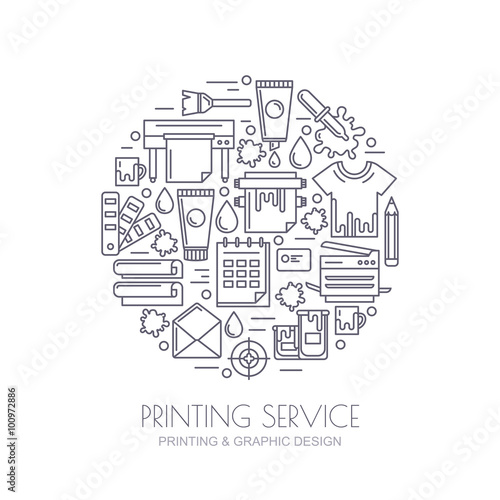 Vector outline icons set, logo and design elements. Concept for