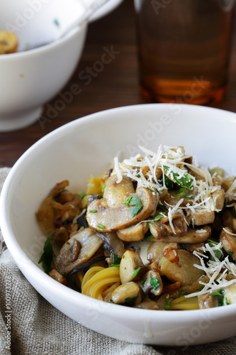 pasta with fried mushrooms