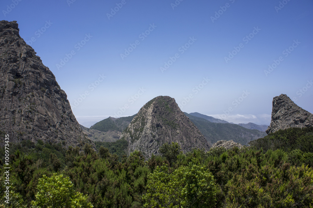 The tops of the mountains of the island La Gomera