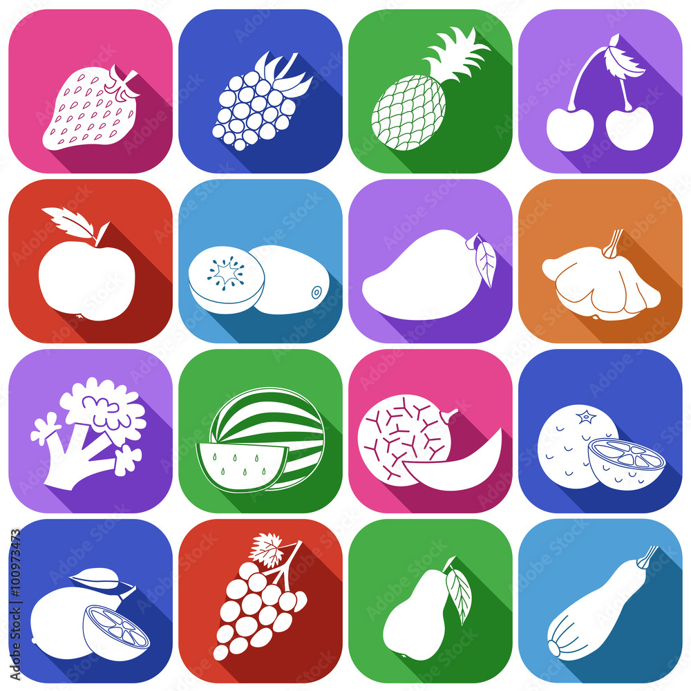 Set of fruits and vegetables Set of fruits and vegetables