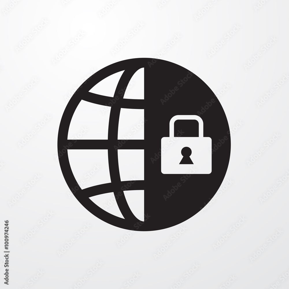 Locked globe icon for web and mobile Locked globe icon for web and mobile