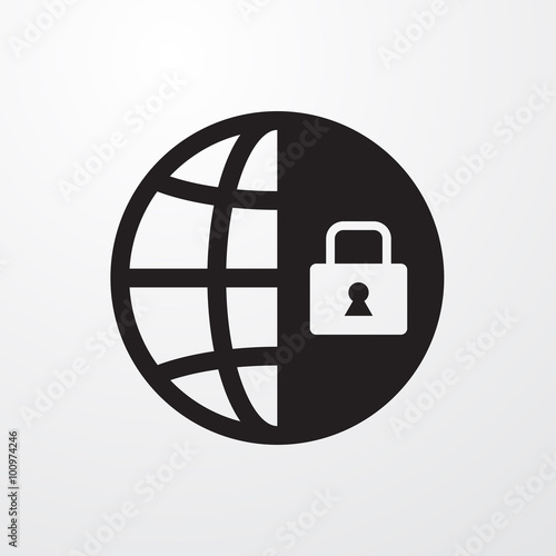 Locked globe icon for web a...