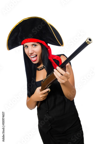 Woman pirate isolated on white