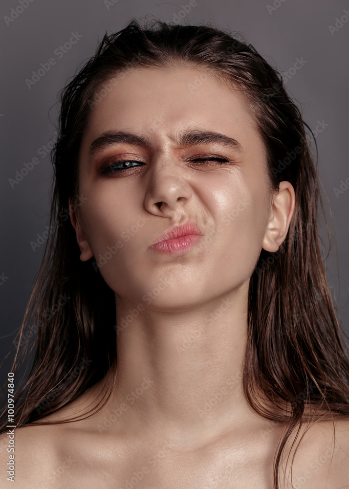 Closeup portrait of a beautiful young girl with clean fresh skin Closeup portrait of a beautiful young girl with clean fresh skin