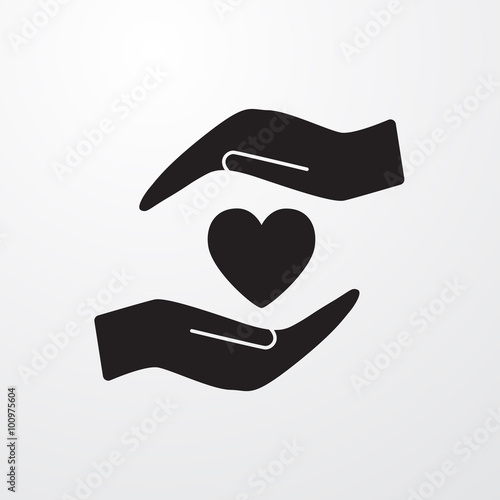 Heart in hand sign icon.