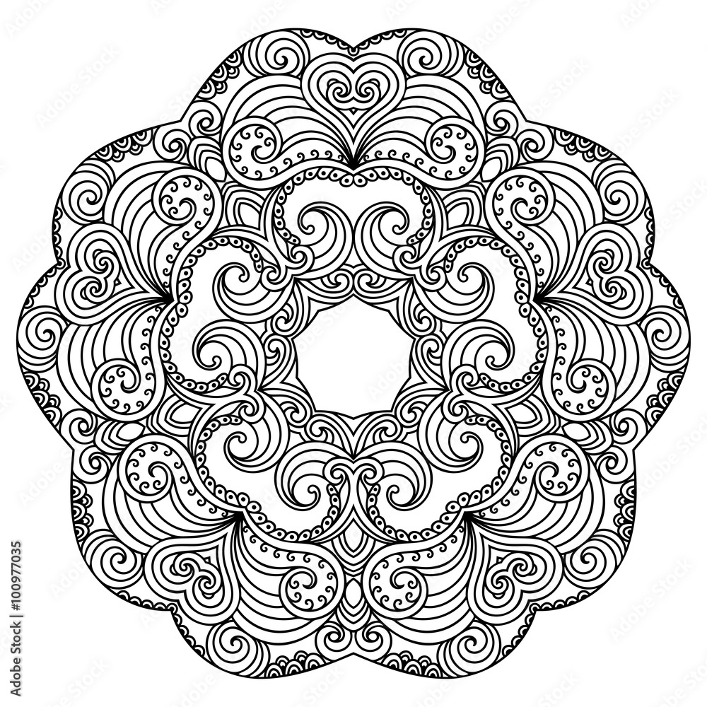 Vector henna tatoo mandala. Mehndi style.
Vector henna tatoo mandala. Mehndi style.