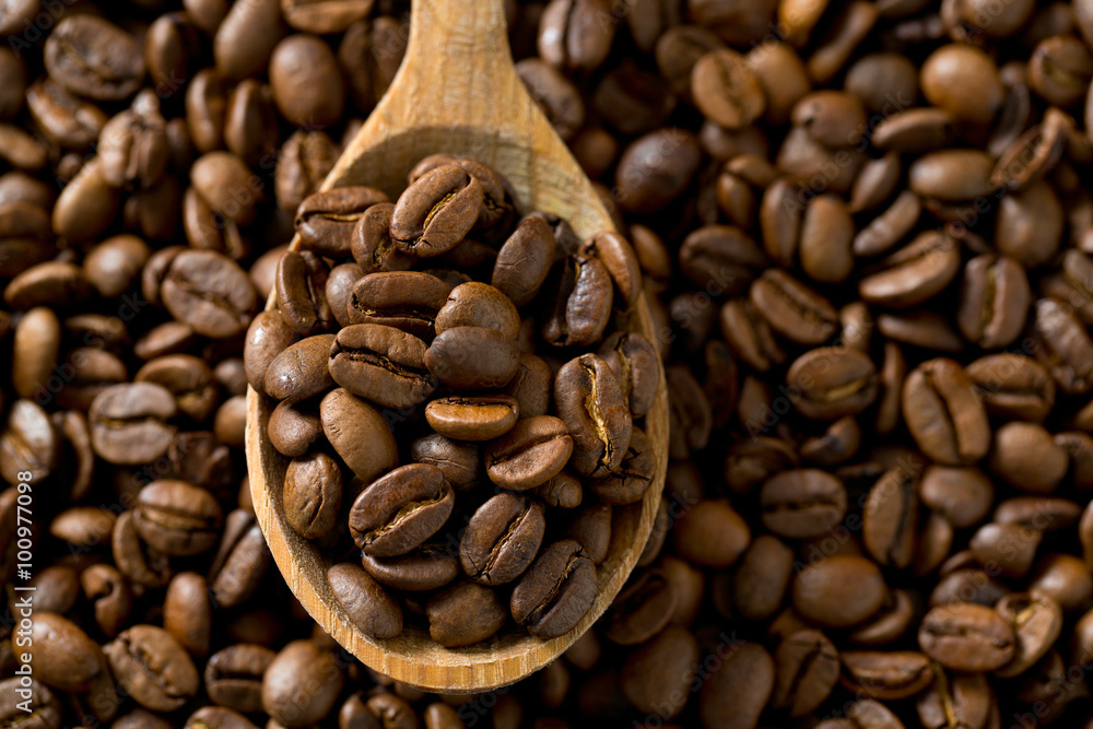 Fototapeta premium coffee bean on wooden surface