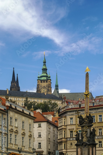 view of St. Vitus Cathedral tower, Prague