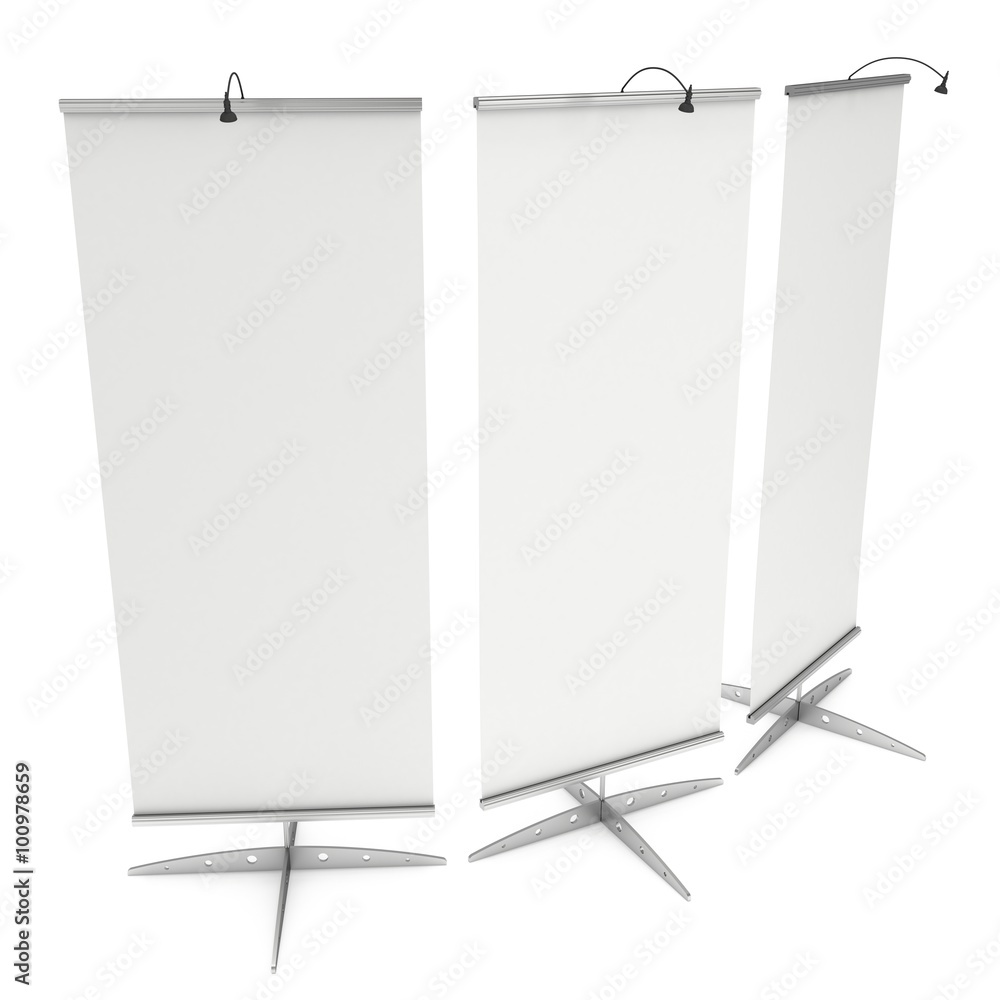 Blank Roll Up Banner Stand. 3D Blank Roll Up Banner Stand. 3D