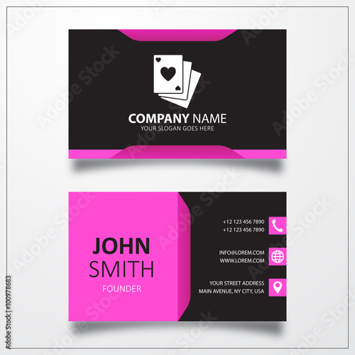 Poker cards sign icon Business card vector template.