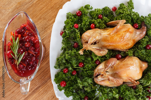 Carcasses of quail roasted ...