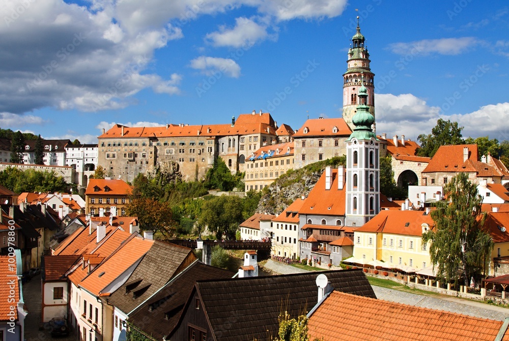Historical city center of Czech Krumlov in Czech republic