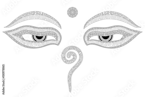 Buddha eyes, Nepal, symbol of wisdom and enlightenment