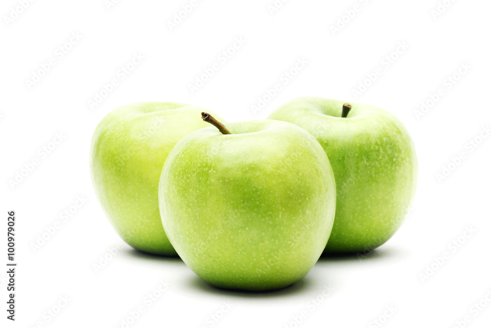 Green apples isolated on a white background Green apples isolated on a white background