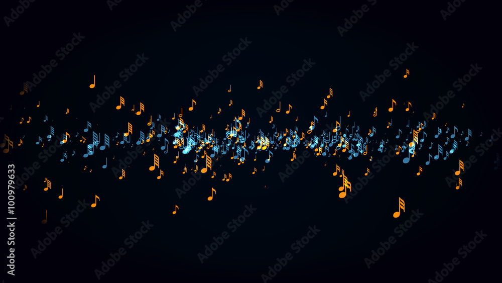Fototapeta premium Slow motion of the musical notes with depth of field