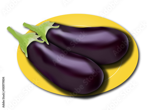 eggplants isolated on white background 