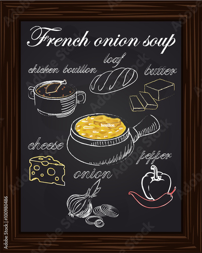 recipe for onion soup with peppers, cheese, butter, a loaf, onio