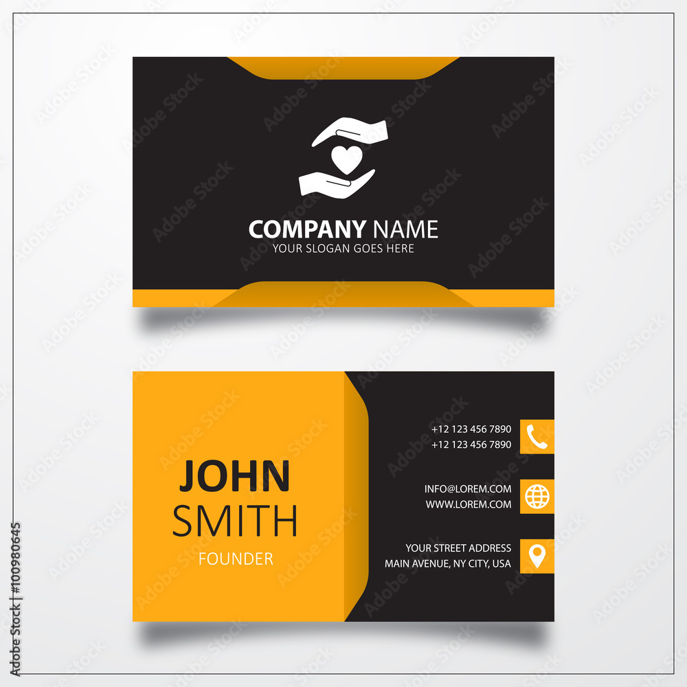 Heart in hand sign icon. Business card vector template. Heart in hand sign icon. Business card vector template.