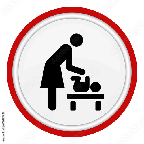 Mother's room sign. Mother swaddle baby icon on white background. 