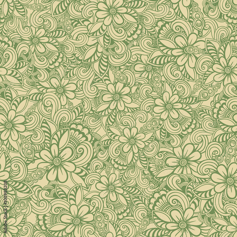 Hand drawn seamless Flower pattern. Doodle style Hand drawn seamless Flower pattern. Doodle style