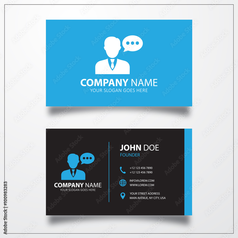 Speaking man icon. Business card vector template. Speaking man icon. Business card vector template.