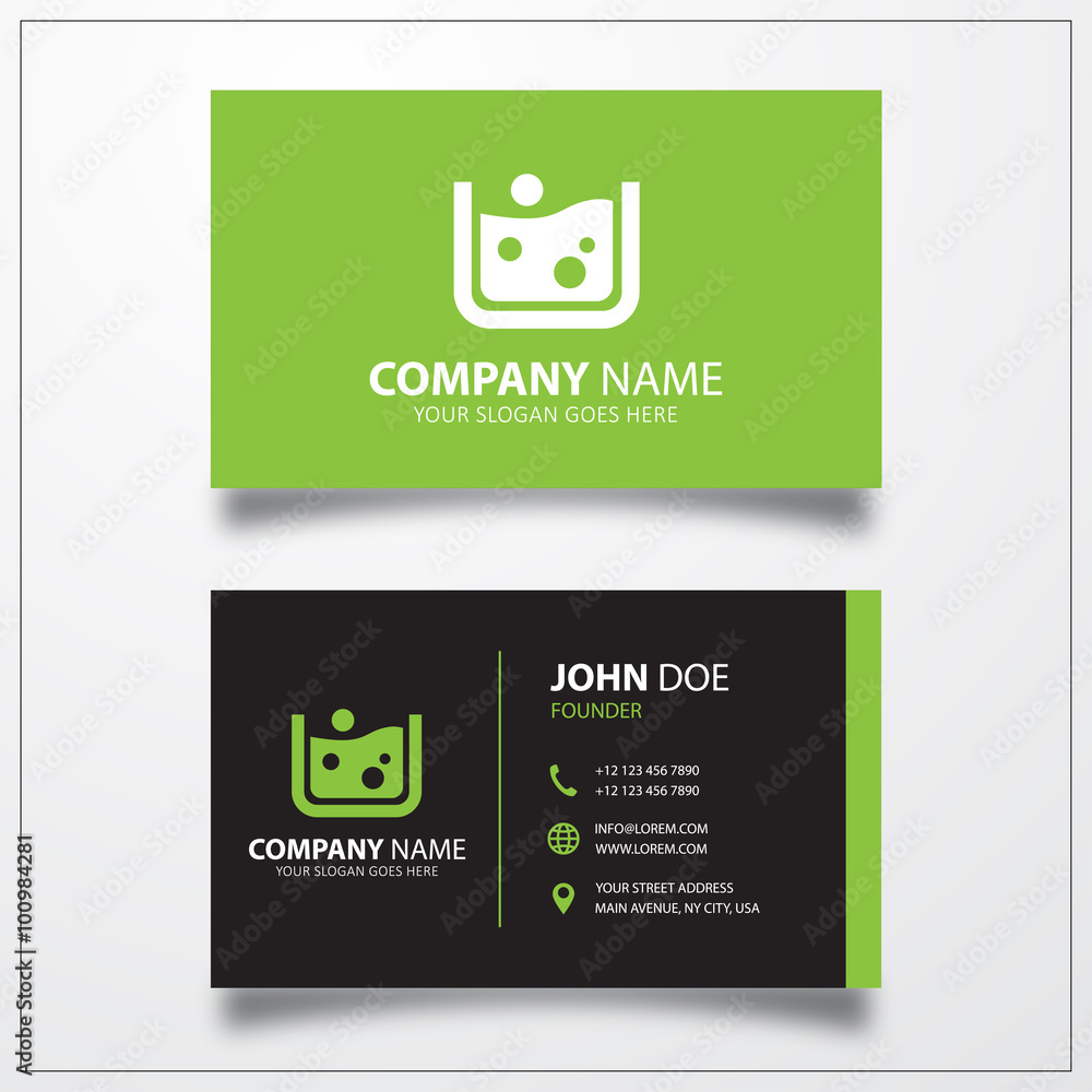 Glass with water icon. Business card vector template. Glass with water icon. Business card vector template.