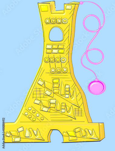 Torre con cinta y bola para letrero