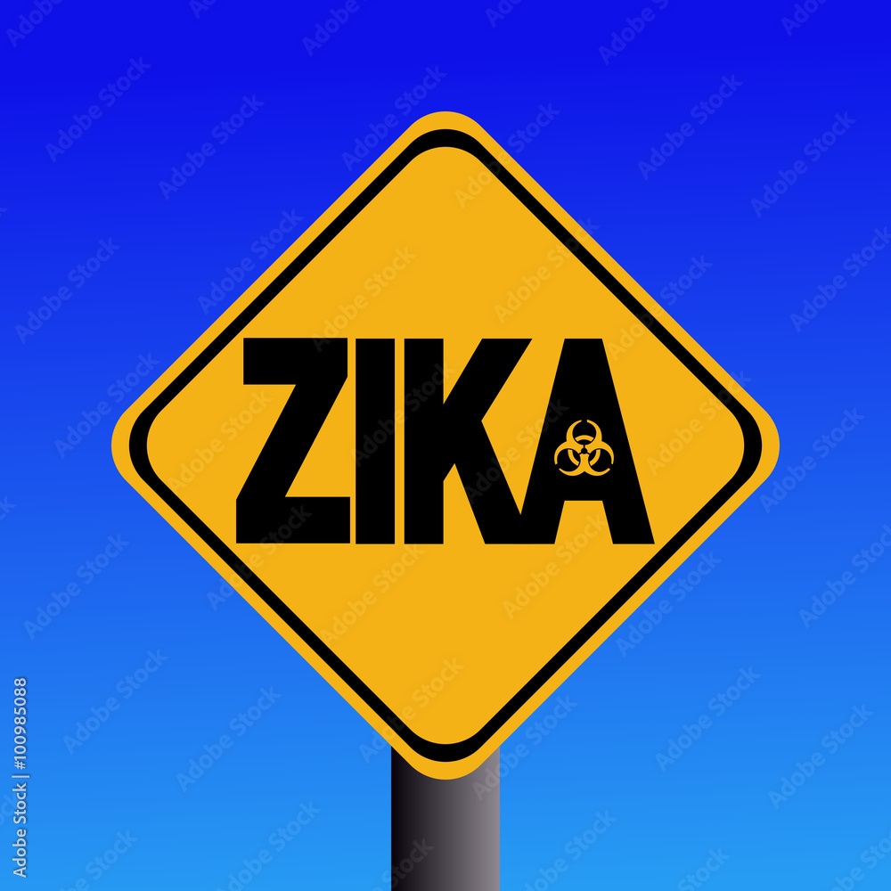 Zika virus warning sign on blue illustration Zika virus warning sign on blue illustration