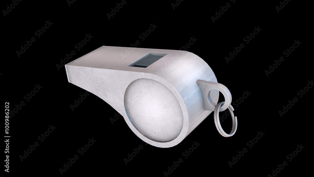 Whistle, sports equipment isolated on black background Whistle, sports equipment isolated on black background