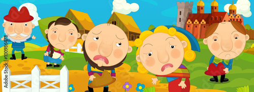 Cartoon medieval scene - image for different fairy tales - illustration for the children