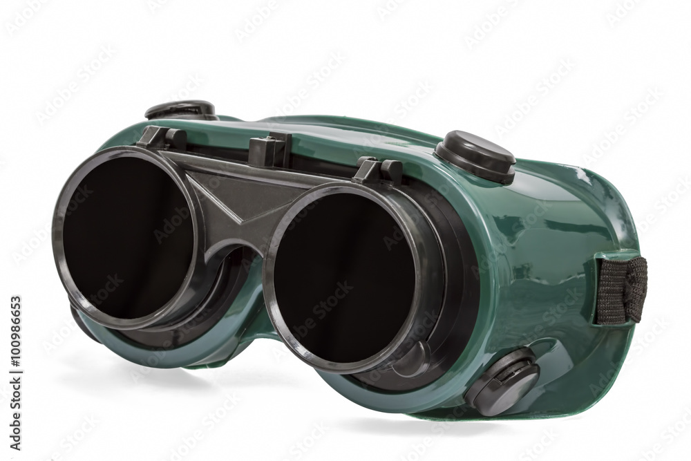 Goggles for welding work, isolated on white, with clipping path