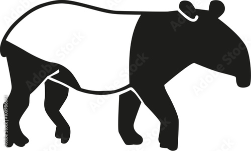 Tapir silhouette with black and white