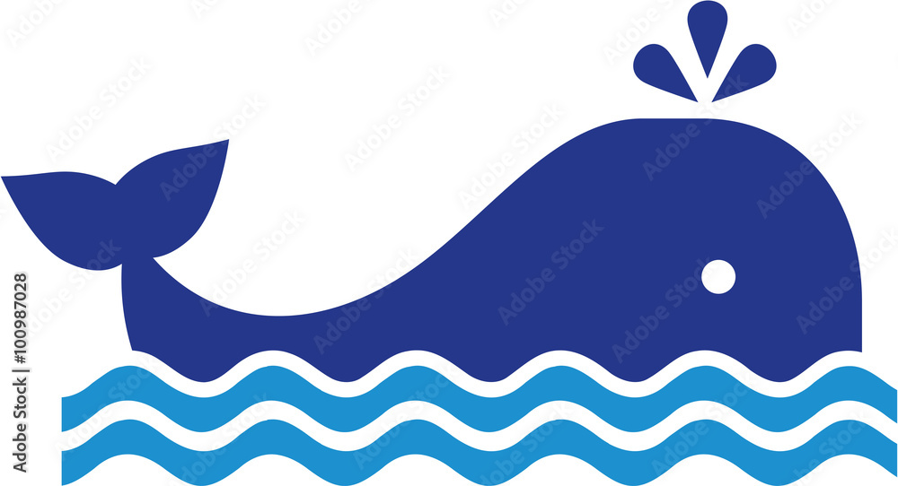 Naklejka premium Whale icon spray water