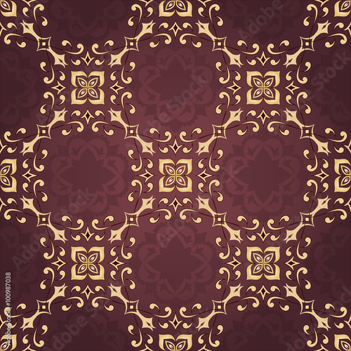 Vintage seamless golden texture on a vinous.
