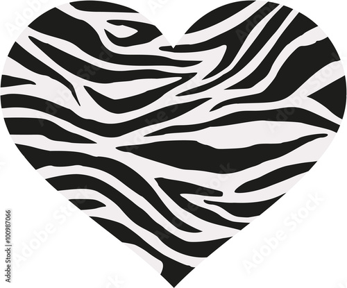 Zebra heart with pattern in two colors