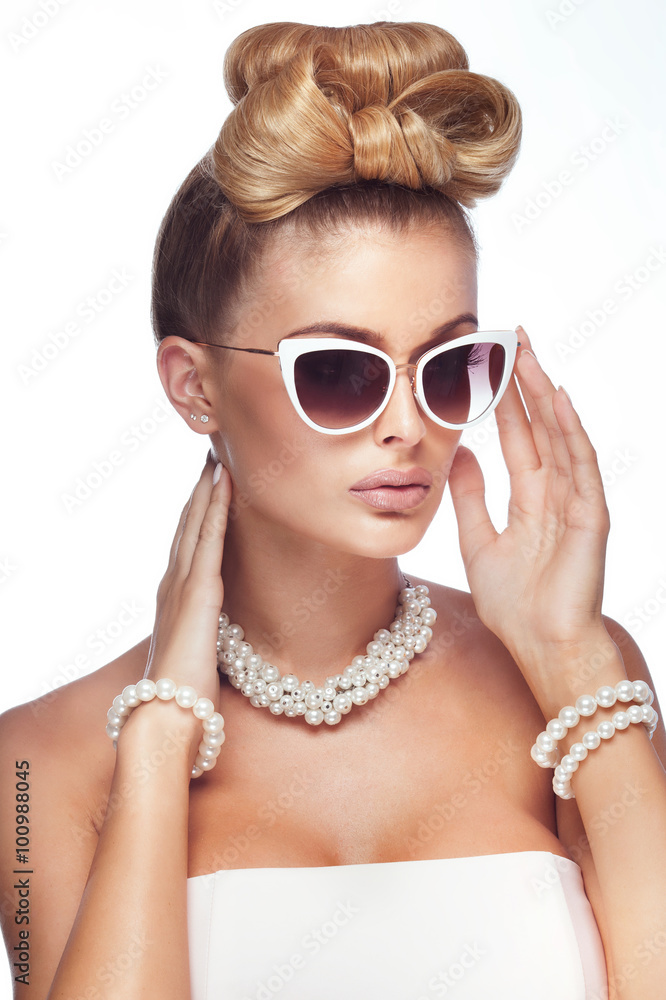 Portrait of blonde elegant woman.