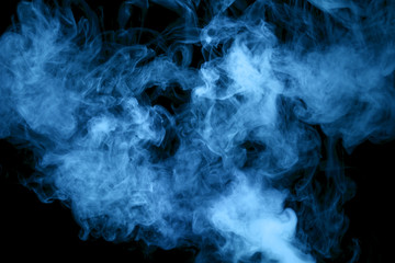 blue steam on the black background