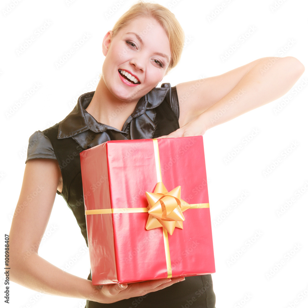 holidays love happiness concept - girl with gift box holidays love happiness concept - girl with gift box