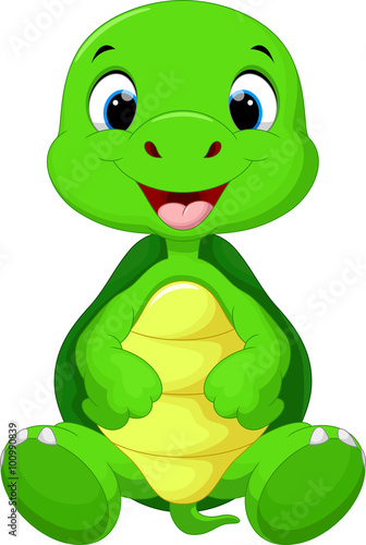 Cute baby turtle cartoon sitting