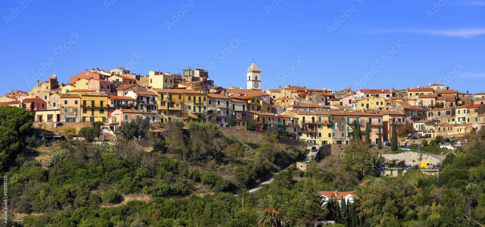 Elba island, Capoliveri village panorama. Tuscany, Italy.