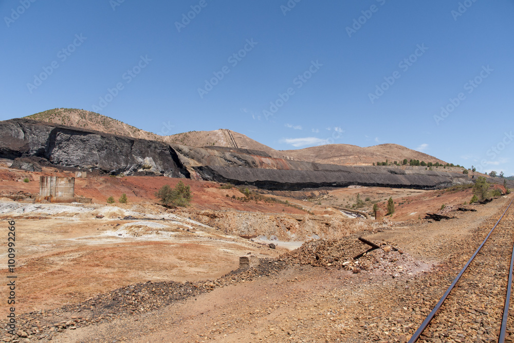 paisajes del enclave minero de Río tinto en la provincia de Huelva, Andalucía