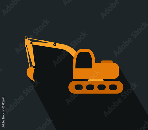 icon excavator flat design