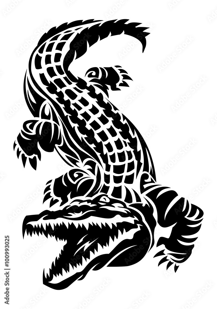 Microrealistic crocodile tattoo on the forearm