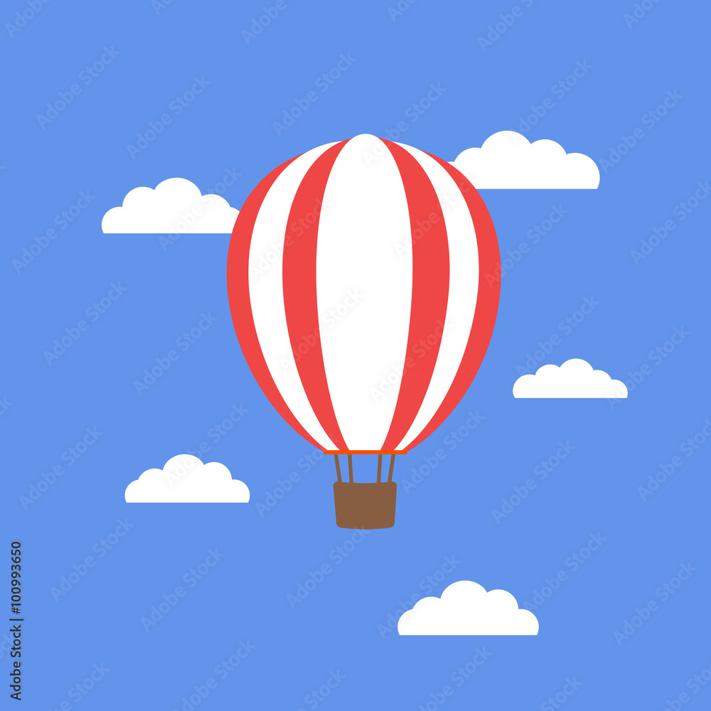 Obraz premium Hot air balloon on blue background.