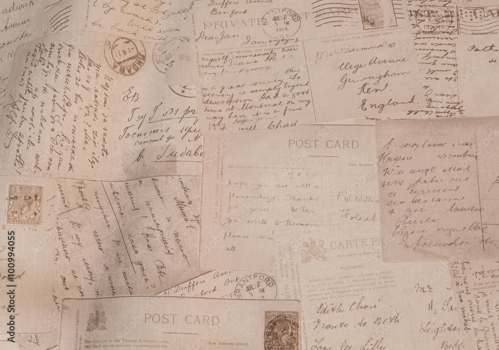 Scattered postcard with hand writing from other country